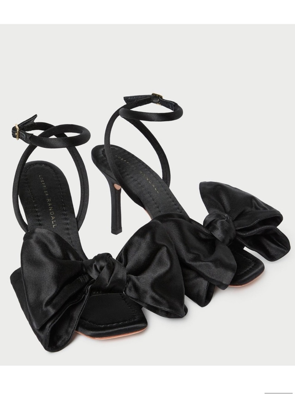 Loeffler Randall Marlena Bow Sandal | Black Satin - 8.5